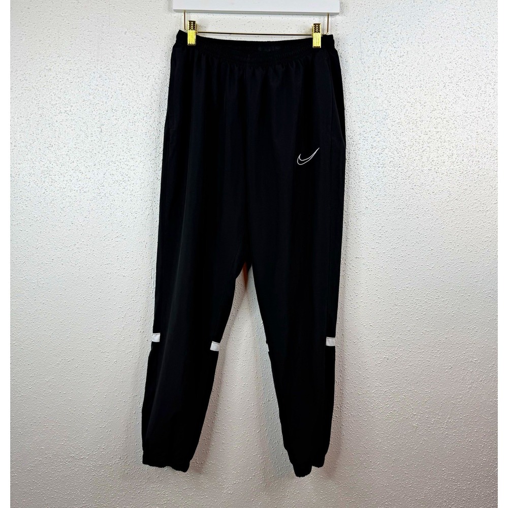 Nike Dri-FIT Youth Black Track Pants polyester knit pull on tapered Size M